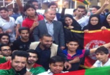 استقبال از تیم ملی افغانستان در فرودگاه مشهد